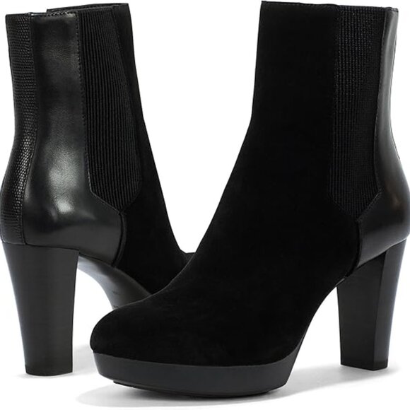 NWB Donald Pliner Ersa Platform Bootie Boots Heels Ankle Black Suede 9 - Picture 1 of 9